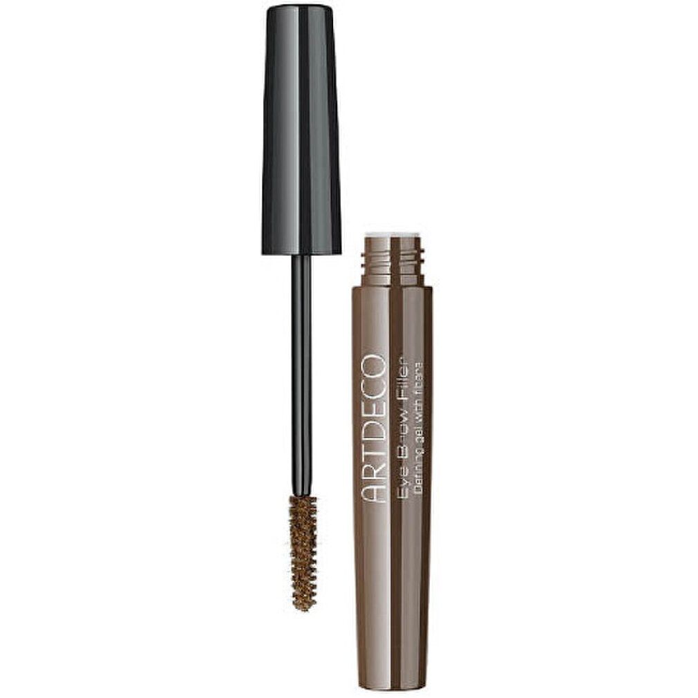 Wenkbrauwvuller met borstel en dop. Merk ARTDECO. Bruine kleur. Opschrift: Eye Brow Filler Defining gel with fibers.