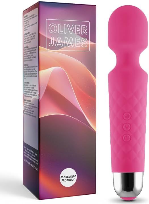 Vibrateur rose avec base argentée et emballage. 20 modes de vibration, 8 niveaux de vitesse.