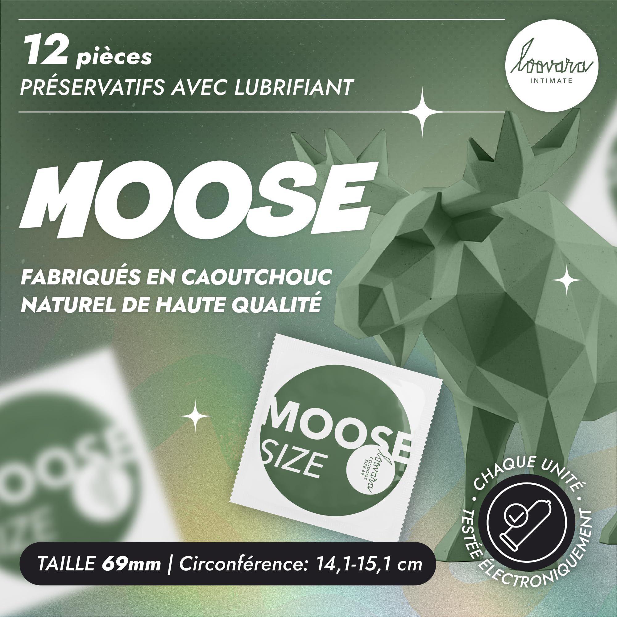 Préservatif Loovara Moose XXXL emballé individuellement.