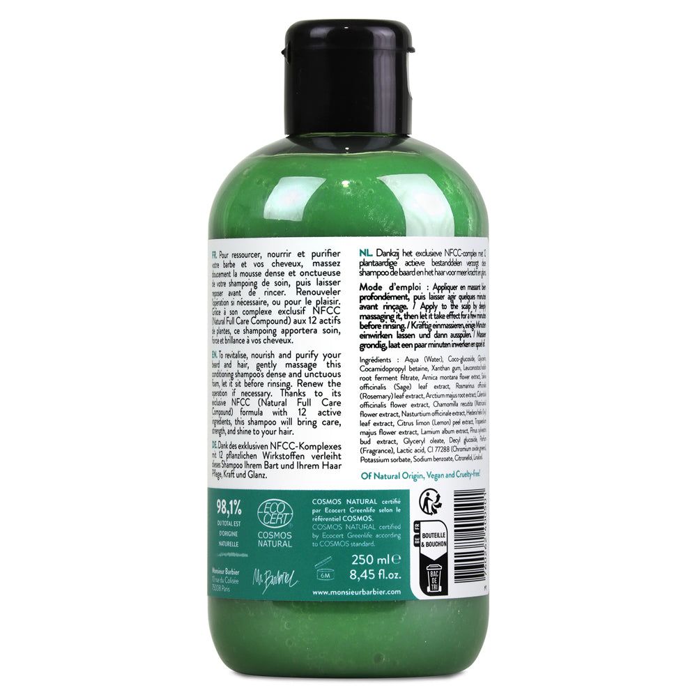 Monsieur BARBIER - 2-in-1 shampoo voor baard en haar voor mannen