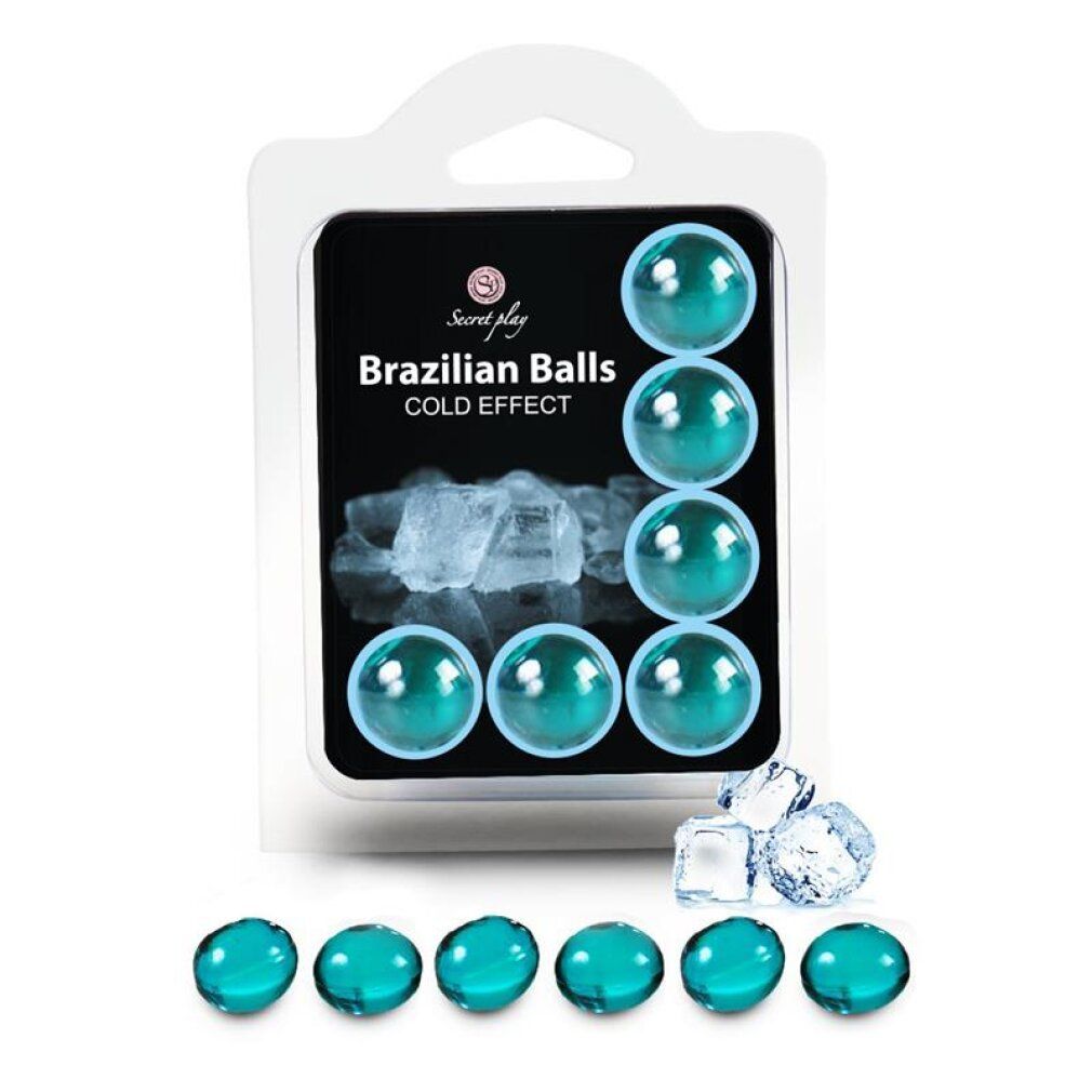 Six billes turquoise à effet froid dans un emballage blister.