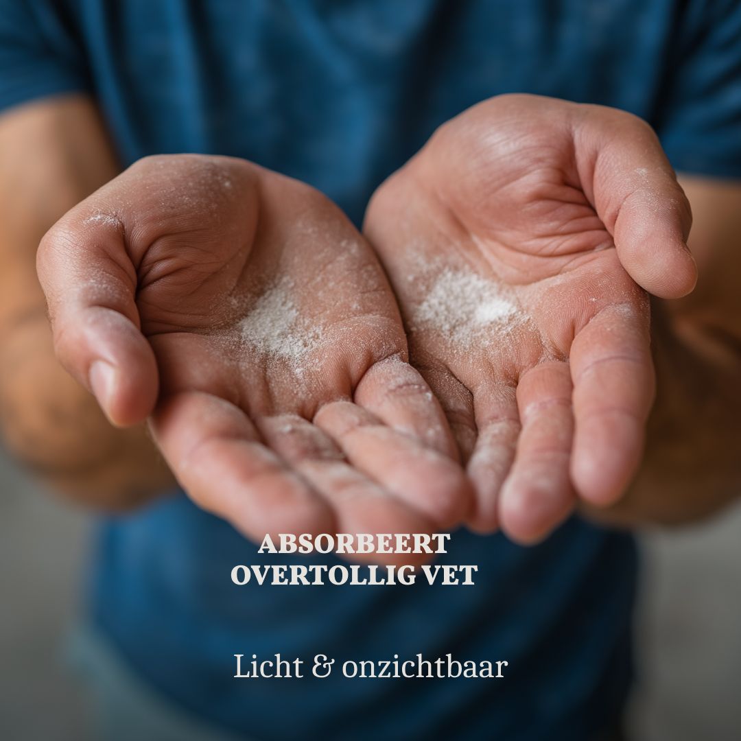 Handen met styling poeder, absorbeert overtollig vet, licht & onzichtbaar.