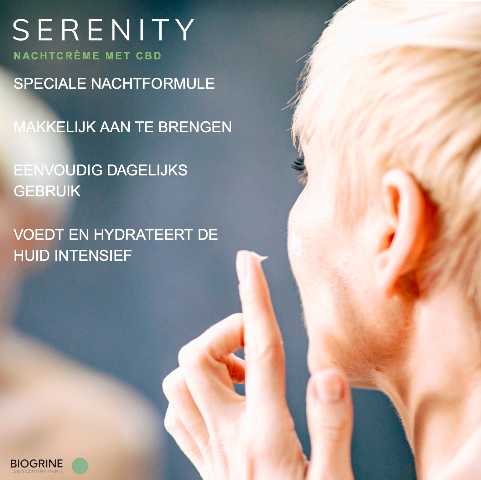 BIOGRINE "SERENITY" – Revitaliserende nachtcrème met CBD en groene thee