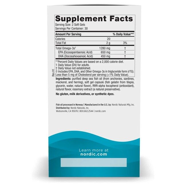 Nordic Naturals Ultimate Omega-3 1280 mg van visgelatine - citroensmaak