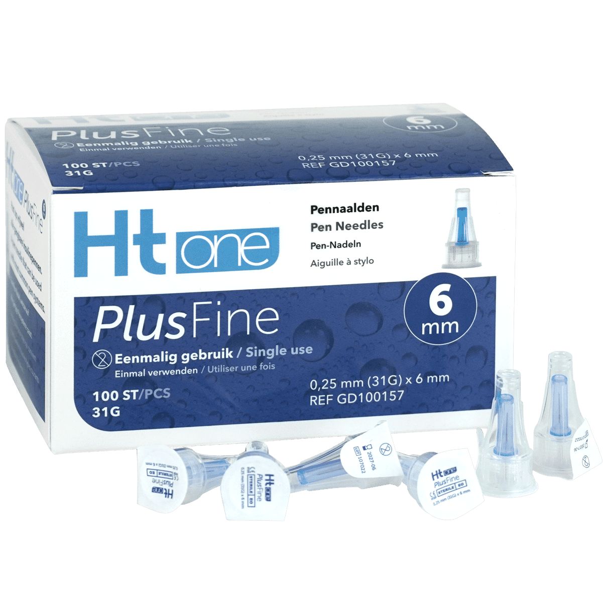 Aiguilles pour stylo Ht one PlusFine, 31G, 6 mm. Emballées individuellement, 100 pièces.