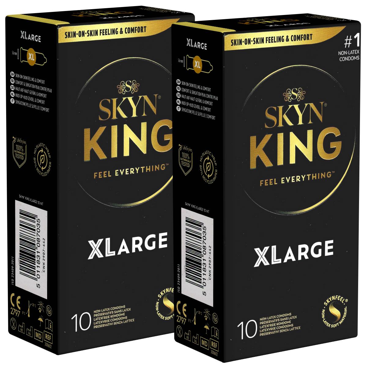 Préservatifs SKYN King XLarge, lot de 10. Préservatifs sans latex pour sensation peau et confort.