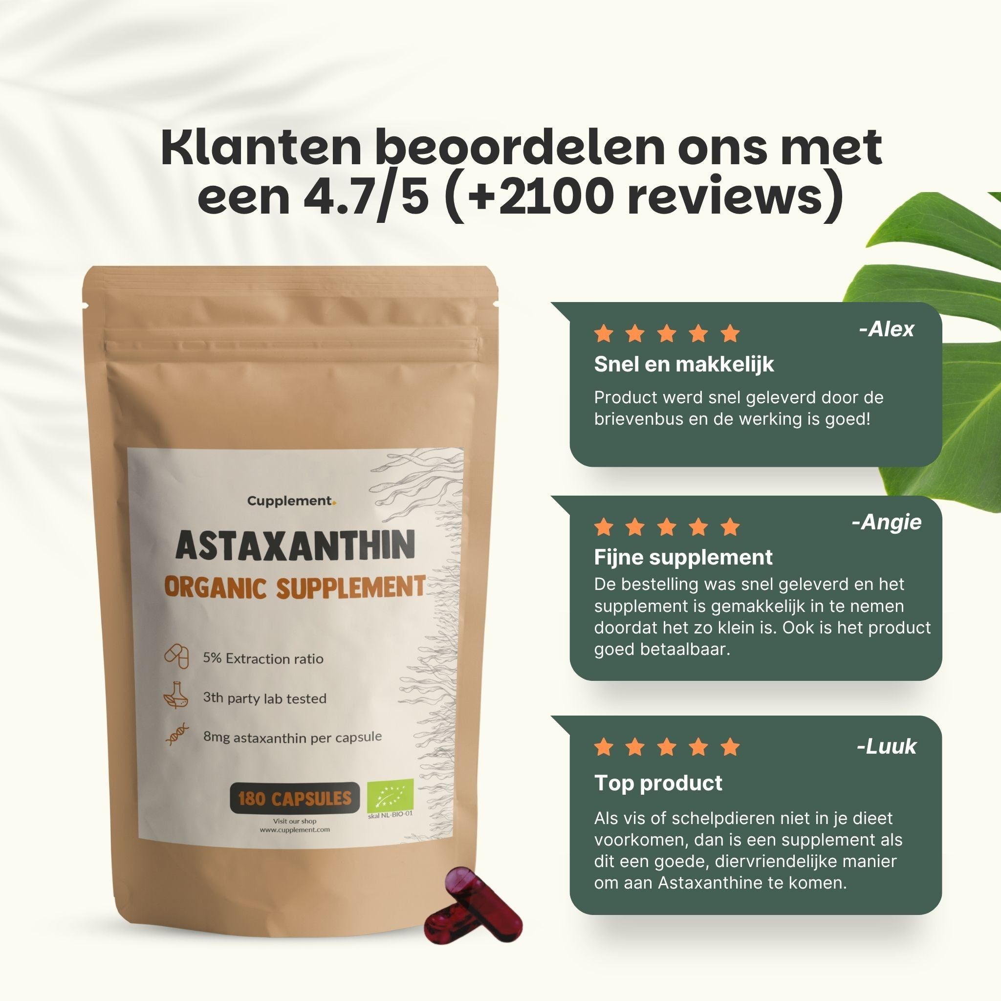 Klantbeoordelingen: 4,7/5 sterren, positieve feedback over levering en productkwaliteit.