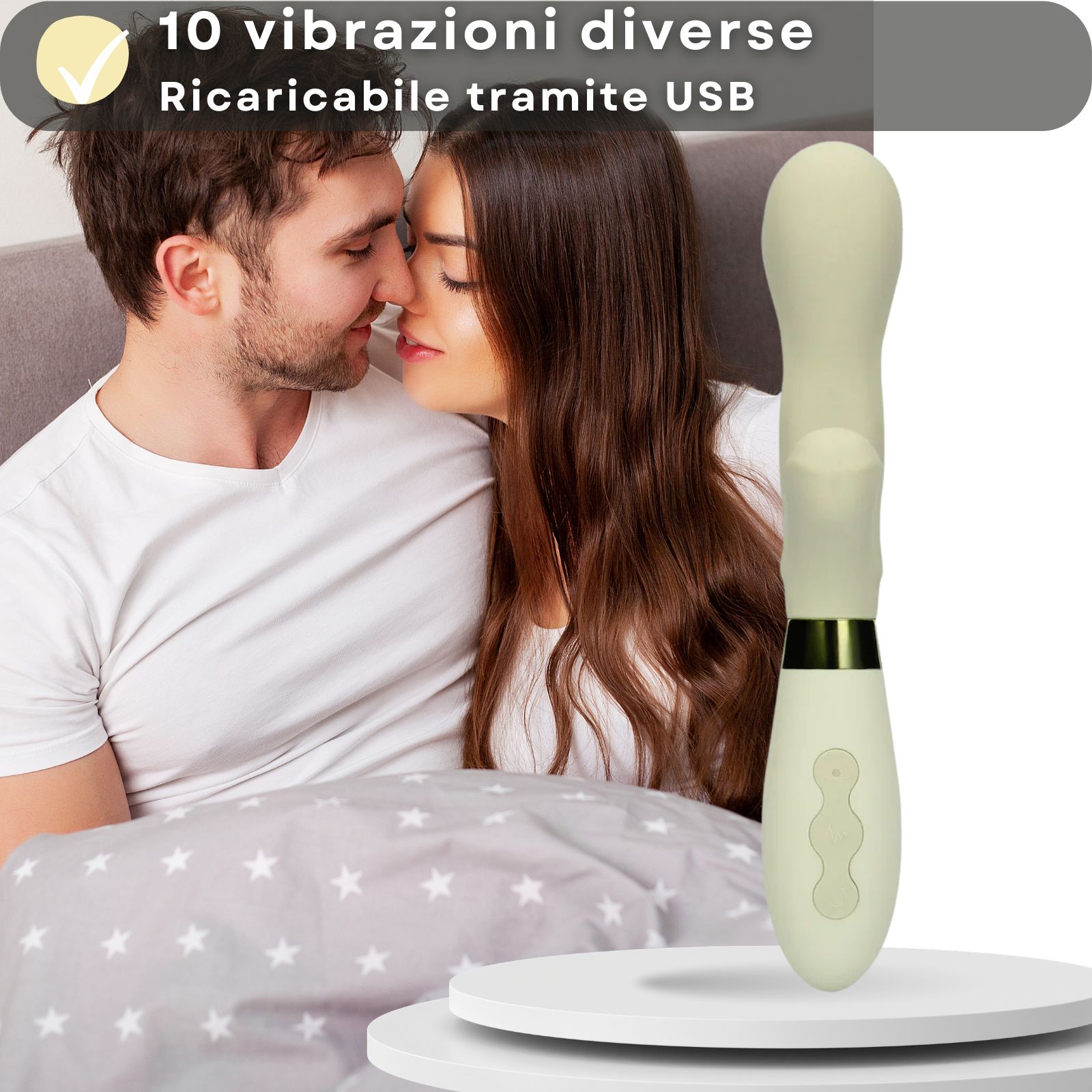 Vibrator siliconen/ABS, 21cm, 3,5cm diameter, G-spot stimulatie, USB oplaadbaar, 10 modi.