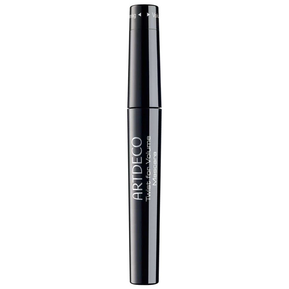 Artdeco Twist for Volume Mascara. Tube de mascara noir fermé. Inscription : ARTDECO, Twist for Volume Mascara.