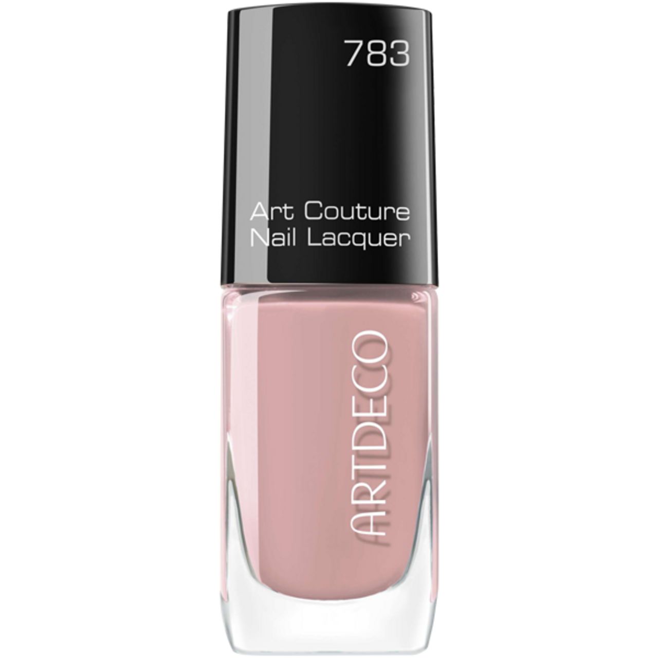 Vernis à ongles Artdeco Art Couture, teinte 783. Flacon avec bouchon noir. Vernis rose. Marque Artdeco.