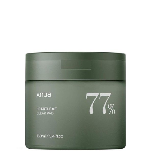 Groene container met ANUA Heartleaf 77% Clear Pad, 160ml.