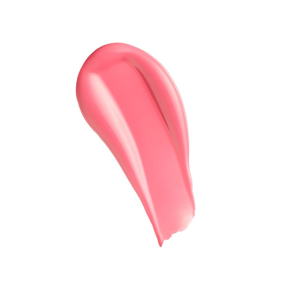 Échantillon de gloss rose. Texture brillante, en forme de goutte. Sur fond blanc.