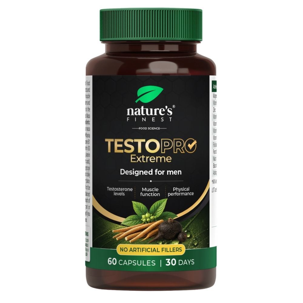 Bouteille de Nature's Finest TestoPRO Extreme, 60 capsules, 30 jours.