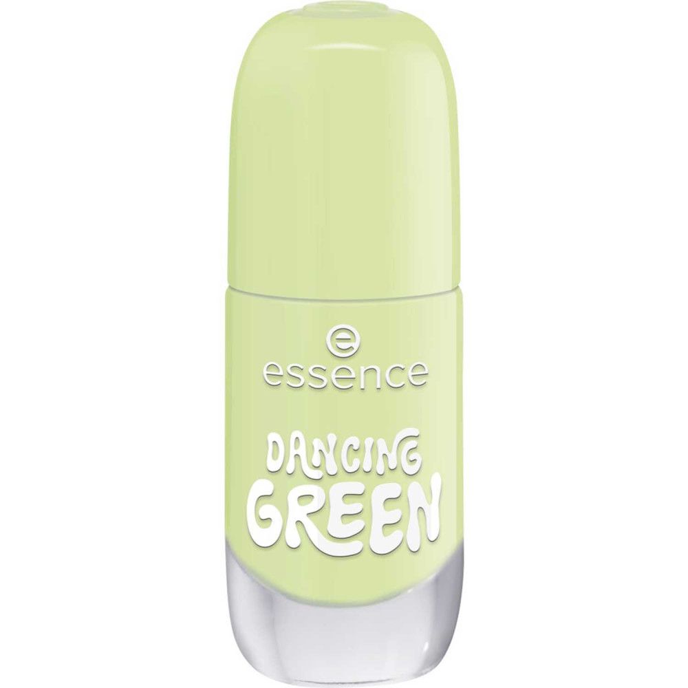 Nagellakflesje. Lichtgroene kleur. Opschrift: Essence, Dancing Green.