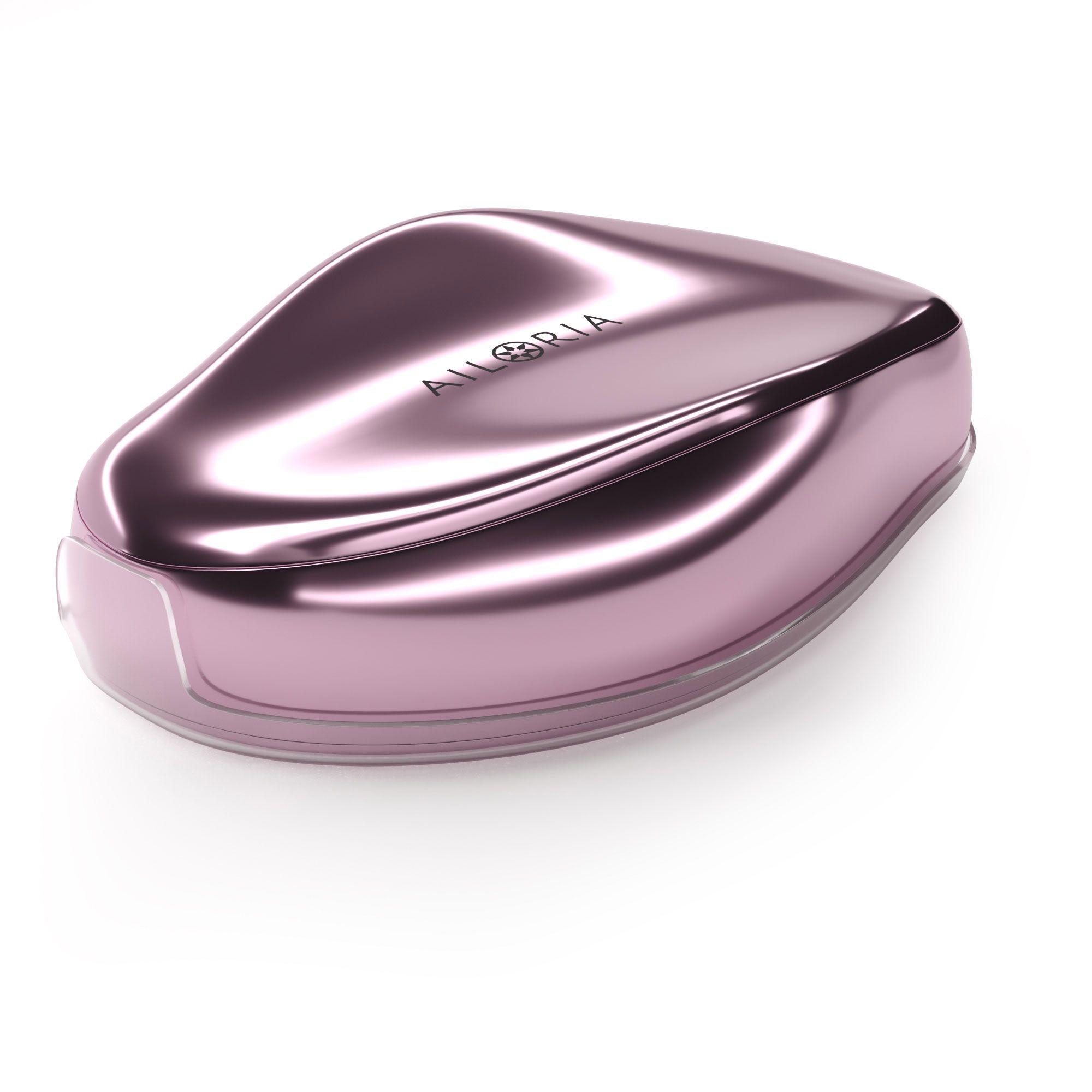 Exfoliant pour les pieds rose avec couvercle. Inscription AILORIA sur le couvercle. Partie inférieure transparente.