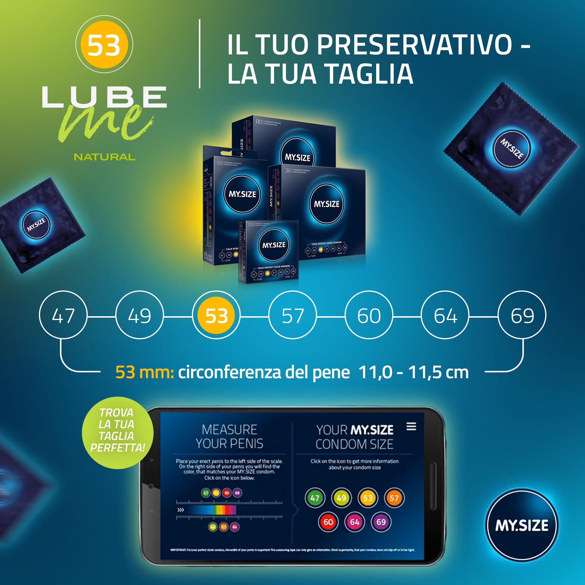 MY.SIZE PRO Préservatifs + LUBE ME Natural + Body Candle Set