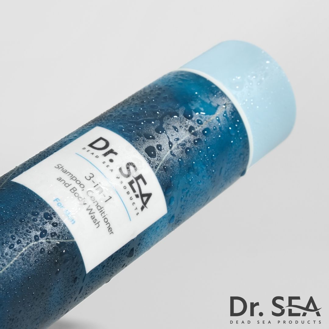 Close-up van de fles "Dr. SEA 3-in-1".