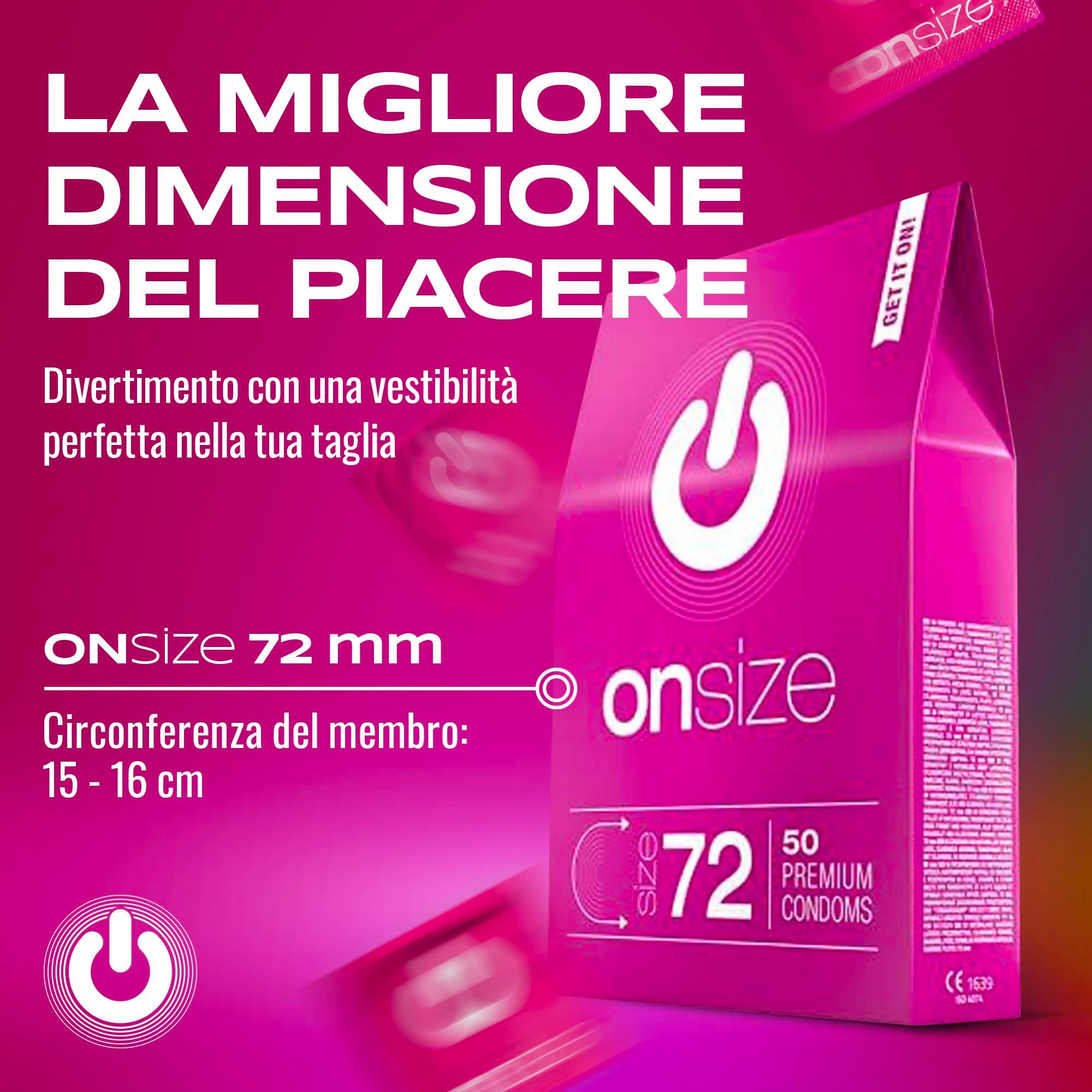 Verpakking ONsize 72mm, 50 premium condooms, roze.