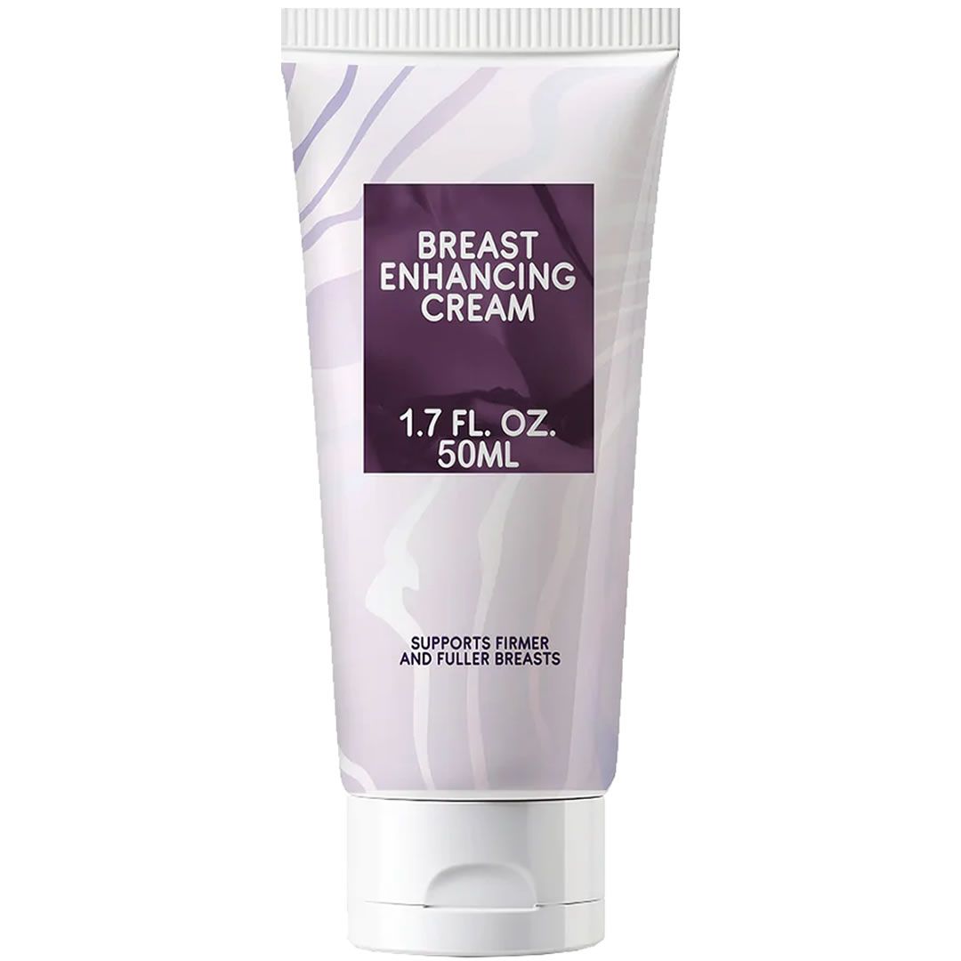 Tube de crème avec l'inscription BREAST ENHANCING CREAM. Contient 1,7 fl. oz. et 50 ml. Soutient des seins plus fermes et plus pleins.