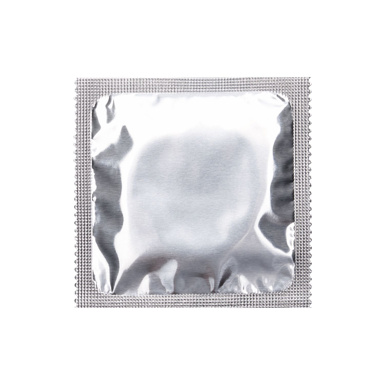 Préservatif emballé individuellement dans une feuille d'argent.