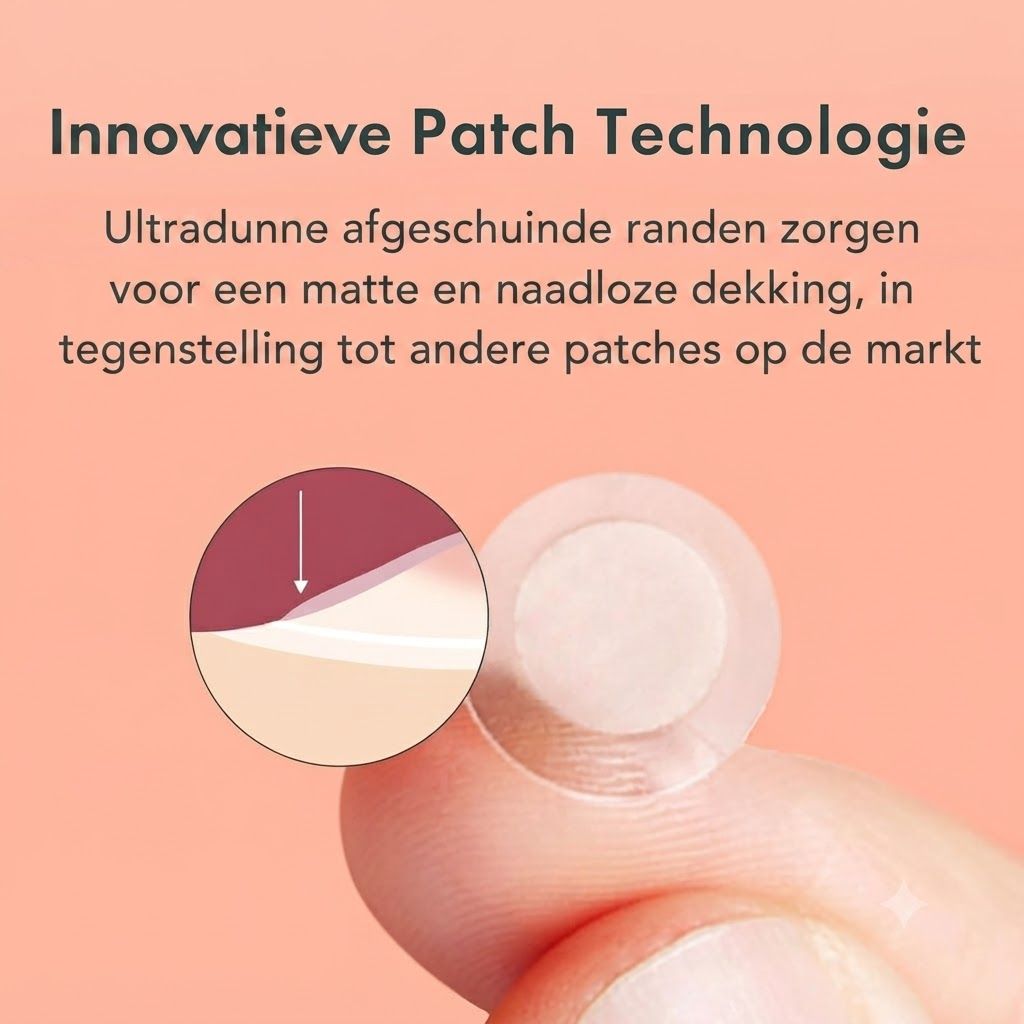 Ronde, ultradunne patch met afgeschuinde randen op een vinger.