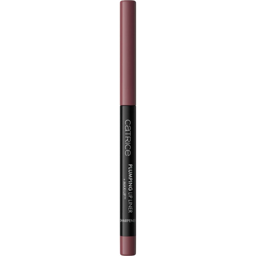 Catrice lippenpotlood. Zwart potlood met roze lippenstift. Opschrift: Plumping Lip Liner.