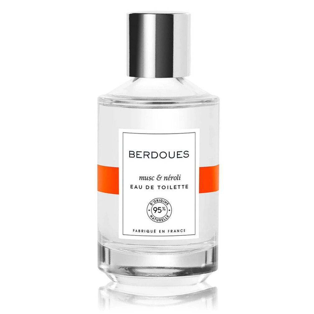 Parfums Berdoues Musc & Néroli Eau de Toilette flacon avec bande orange.