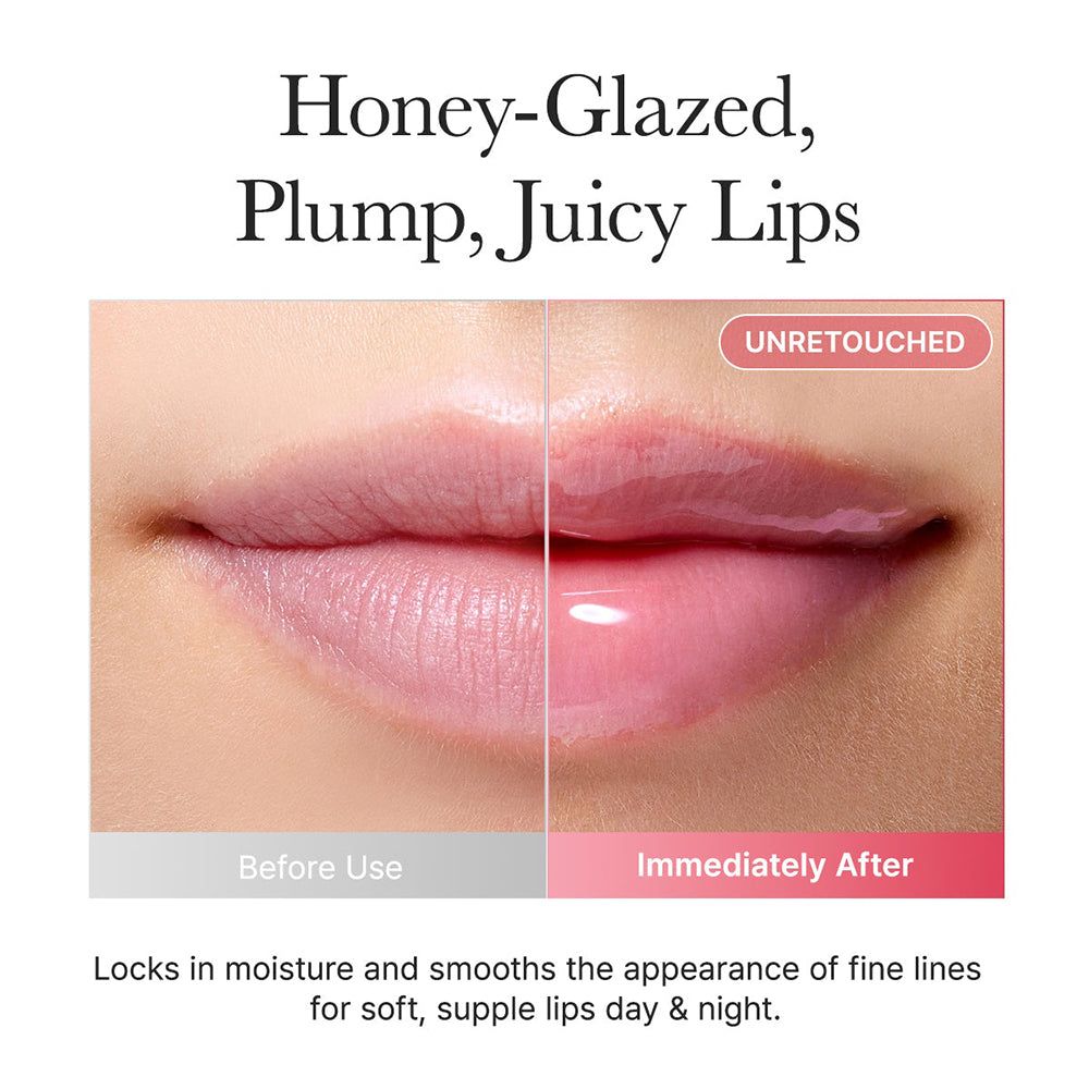 Voor-en-na vergelijking van lippen behandeld met een product.
