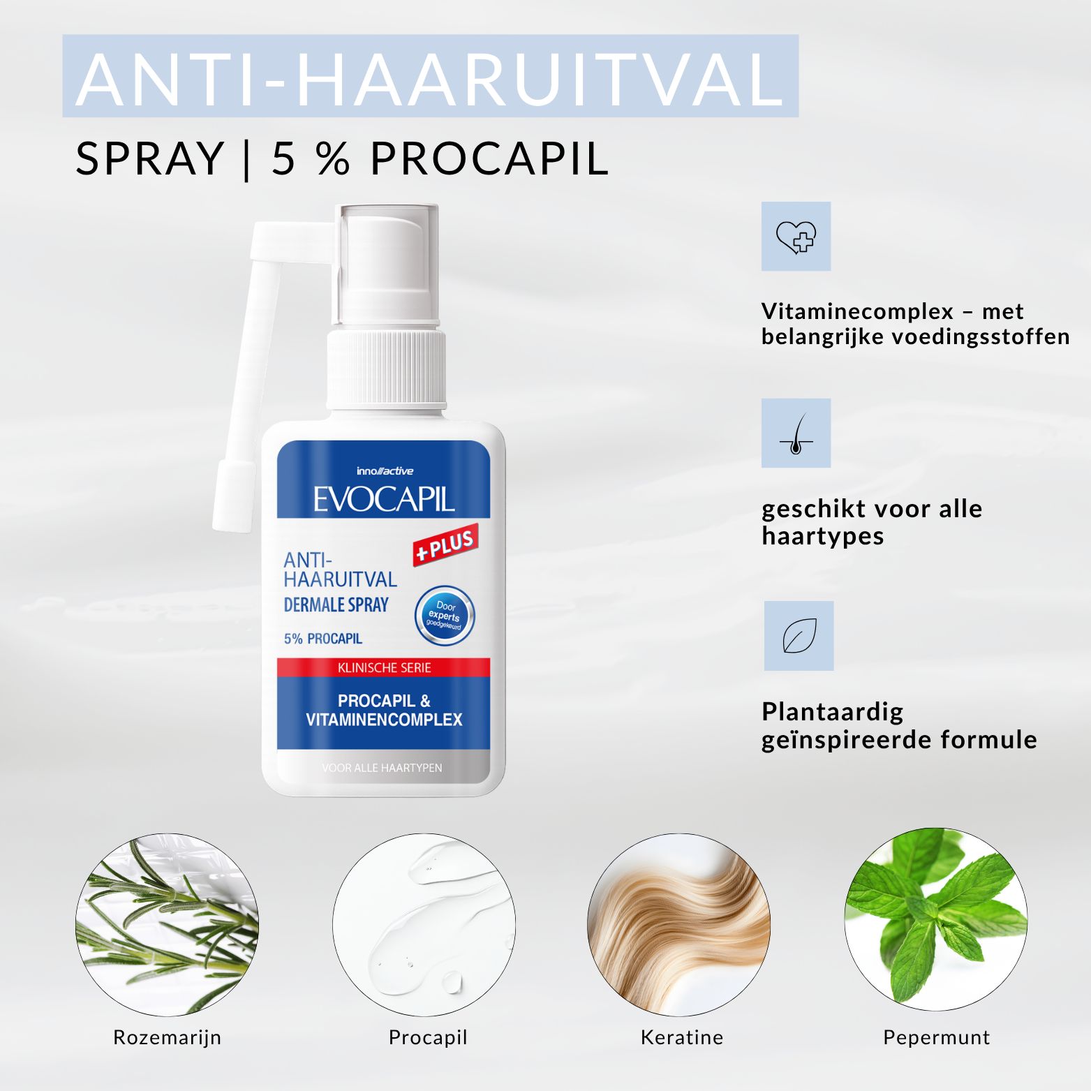 Evocapil Spray met vitaminecomplex en Procapil.