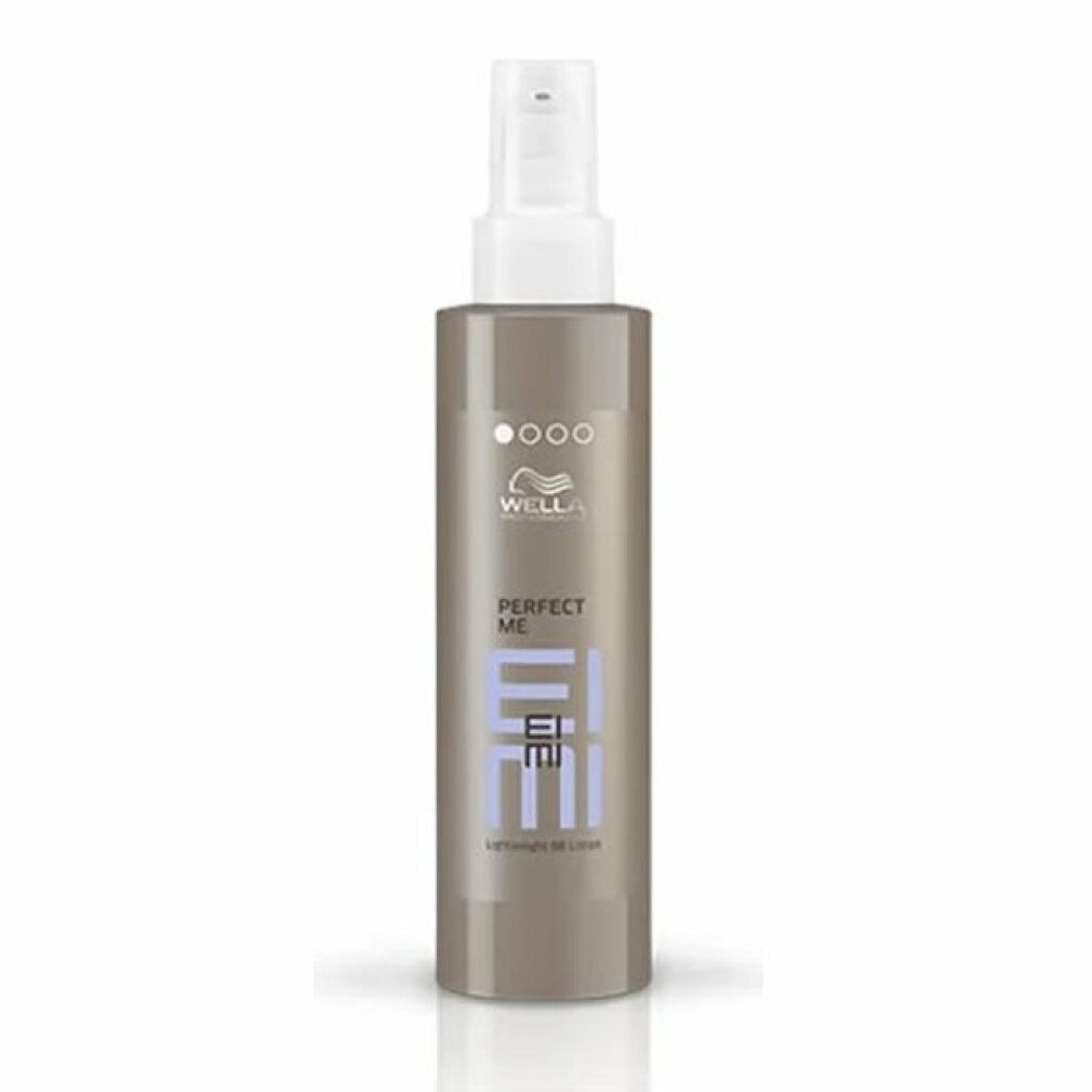 Flacon marron avec vaporisateur blanc. Inscription : Wella Eimi Perfect Me Lightweight Lotion.