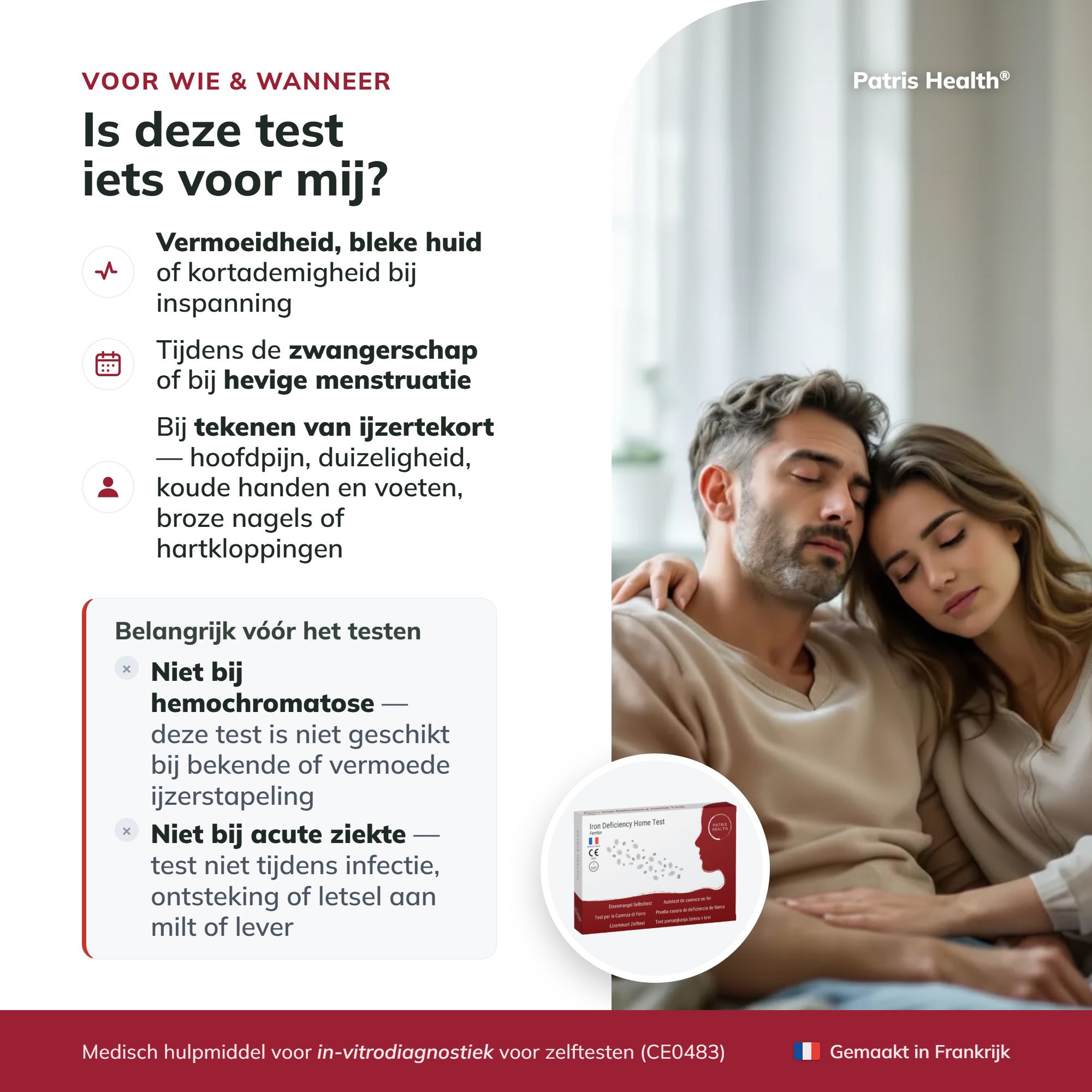 Kwaliteit en ervaring Patris Health: 30+ jaar, ISO-gecertificeerd, batchcontrole, bewaking.