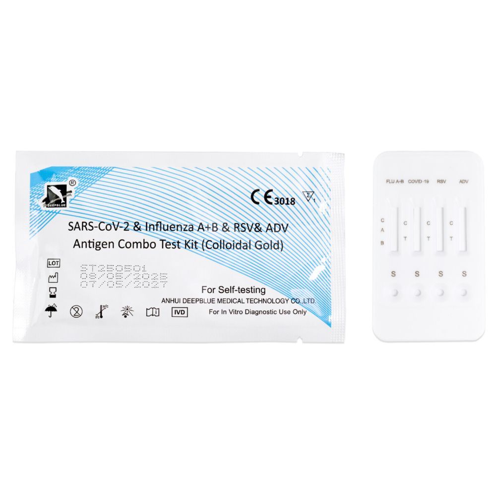 DeepBlue 5-in-1 sneltest COVID-19, griep A/B, RSV, adenovirus + GRATIS FFP2-masker