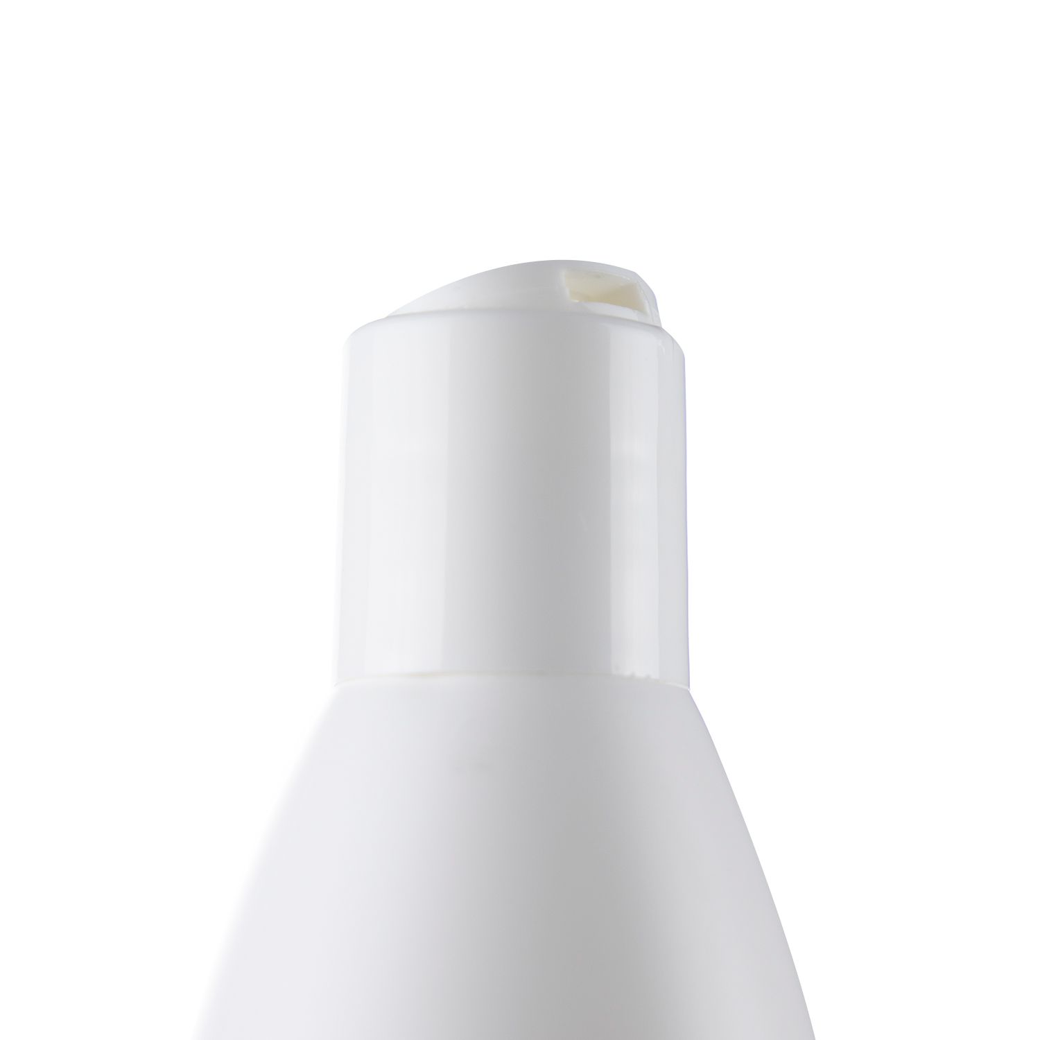 Close-up van de witte flessluiting. Een wit deksel bovenop.