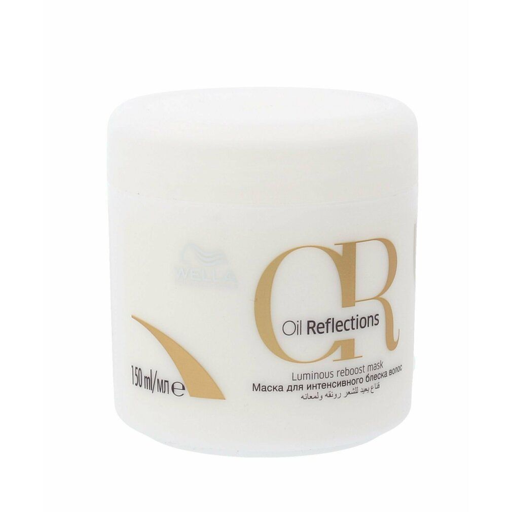 Witte pot met gouden tekst "Oil Reflections" en "Luminous reboost mask". Merk: Wella. 150 ml.