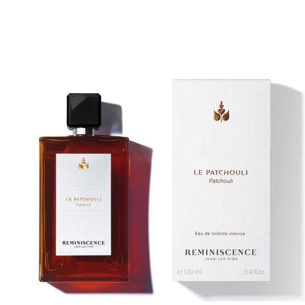 Flacon et emballage. Flacon rectangulaire marron avec bouchon noir. Emballage blanc avec logo et texte.
