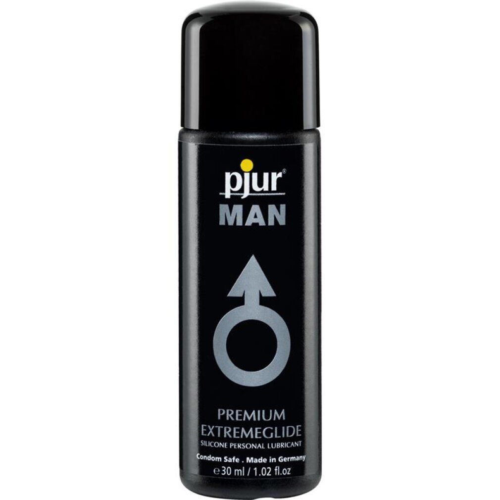 Pjur Man Premium Extremeglide glijmiddel, 30ml flesje, op siliconenbasis, condoomveilig.