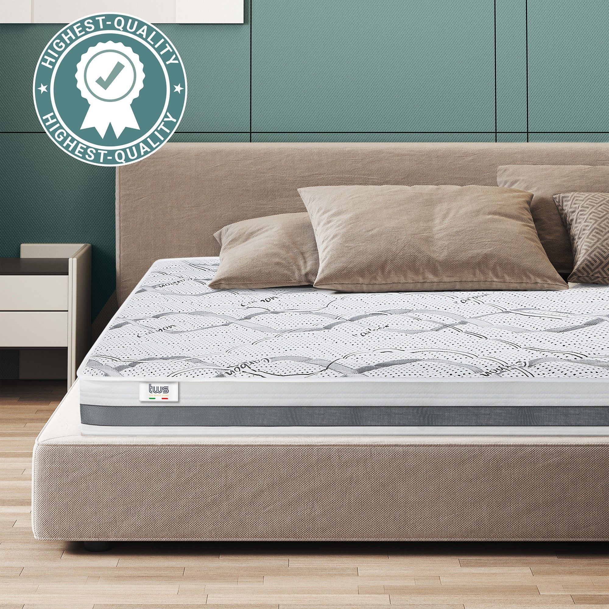 The White Stone Orthopedisch Matras 150x190 cm Medium Stevigheid | Hoogte 16 cm