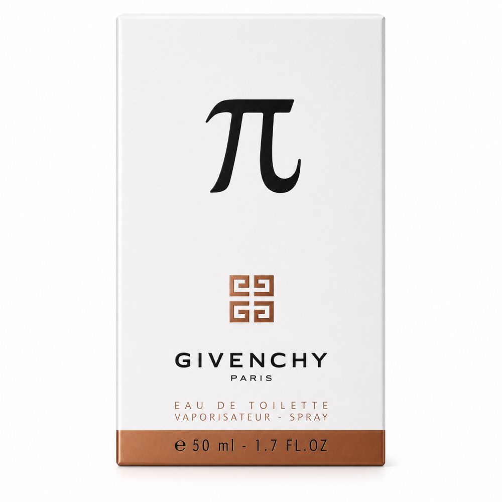 Emballage Givenchy Pi Eau de Toilette avec le symbole π, 50 ml.