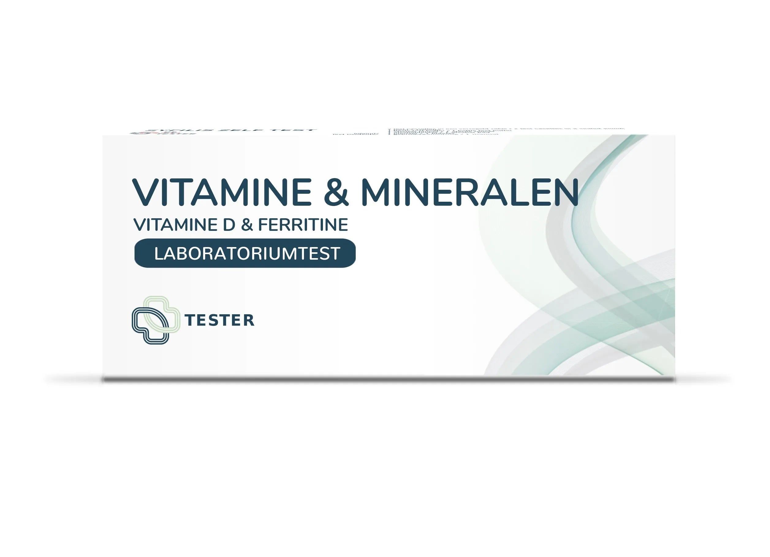 Verpakking voor een thuislabtest voor vitamine D en ferritine.