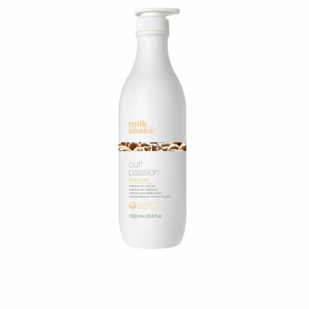 Flacon pompe blanc avec Milkshake Curl Passion Shampooing pour cheveux bouclés. 1000 ml.
