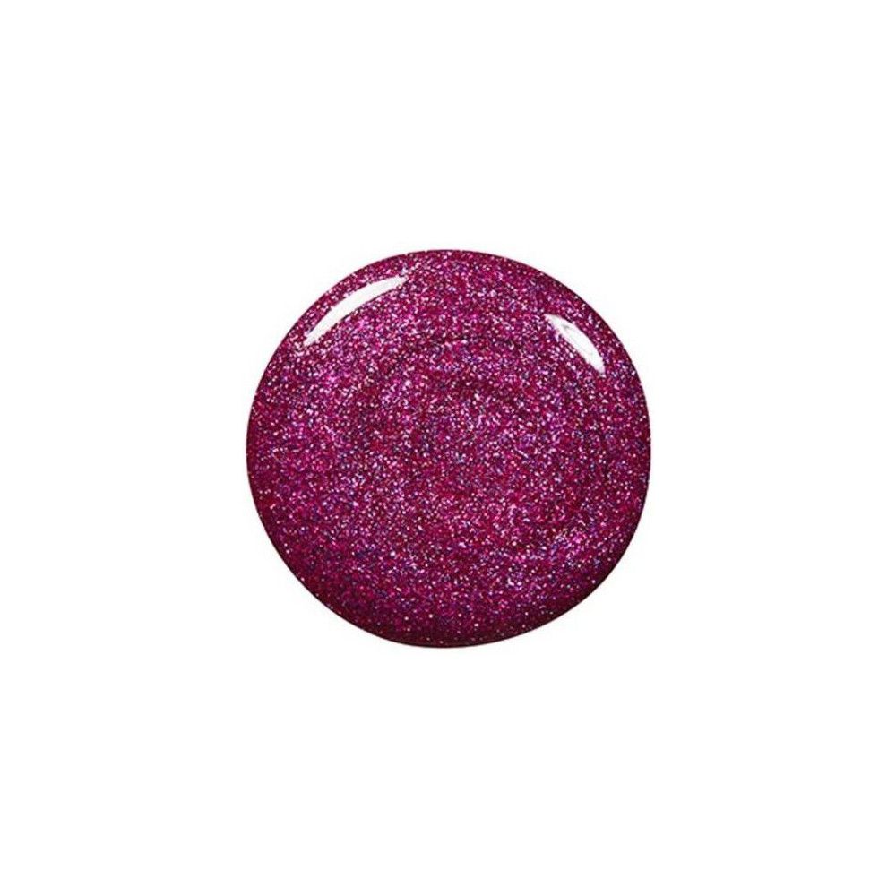 Cirkelvormige veeg roze nagellak met glitter. Glanzend oppervlak.