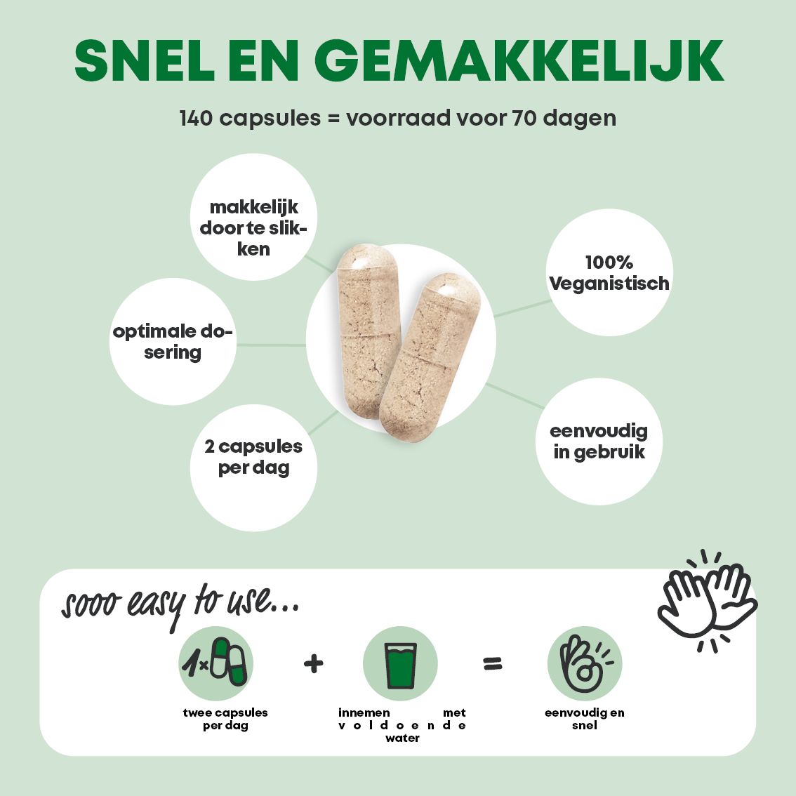 Prosta Forte Komplex fles met 180 capsules, met een vegan keurmerk en twee capsules.