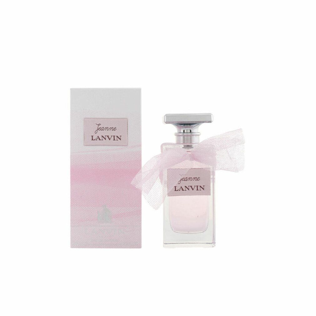 Fles en doos. Fles met roze vloeistof, roze lint. Doos met Jeanne LANVIN.
