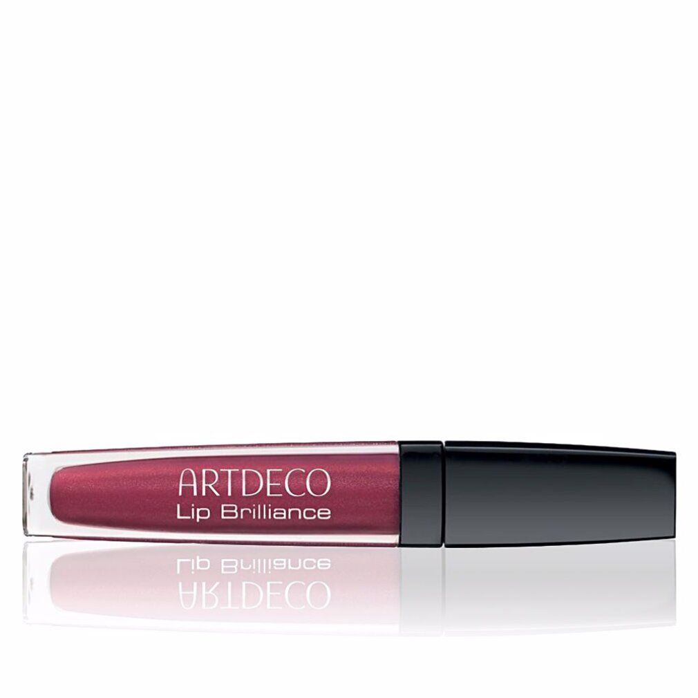 Lipgloss met zwarte dop. Opschrift: ARTDECO Lip Brilliance. Kleur: roze.