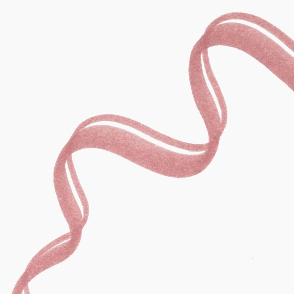 Een golvend, roze lint. Lichte achtergrond.