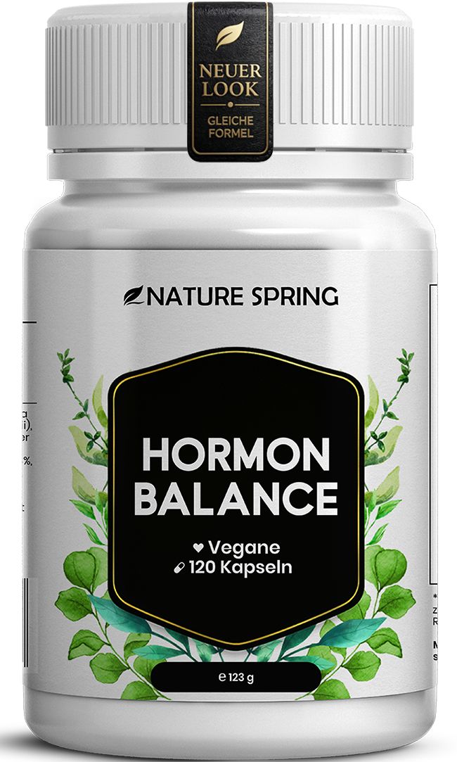 Pot blanc avec capsules Hormon Balance, 120 gélules, véganes.