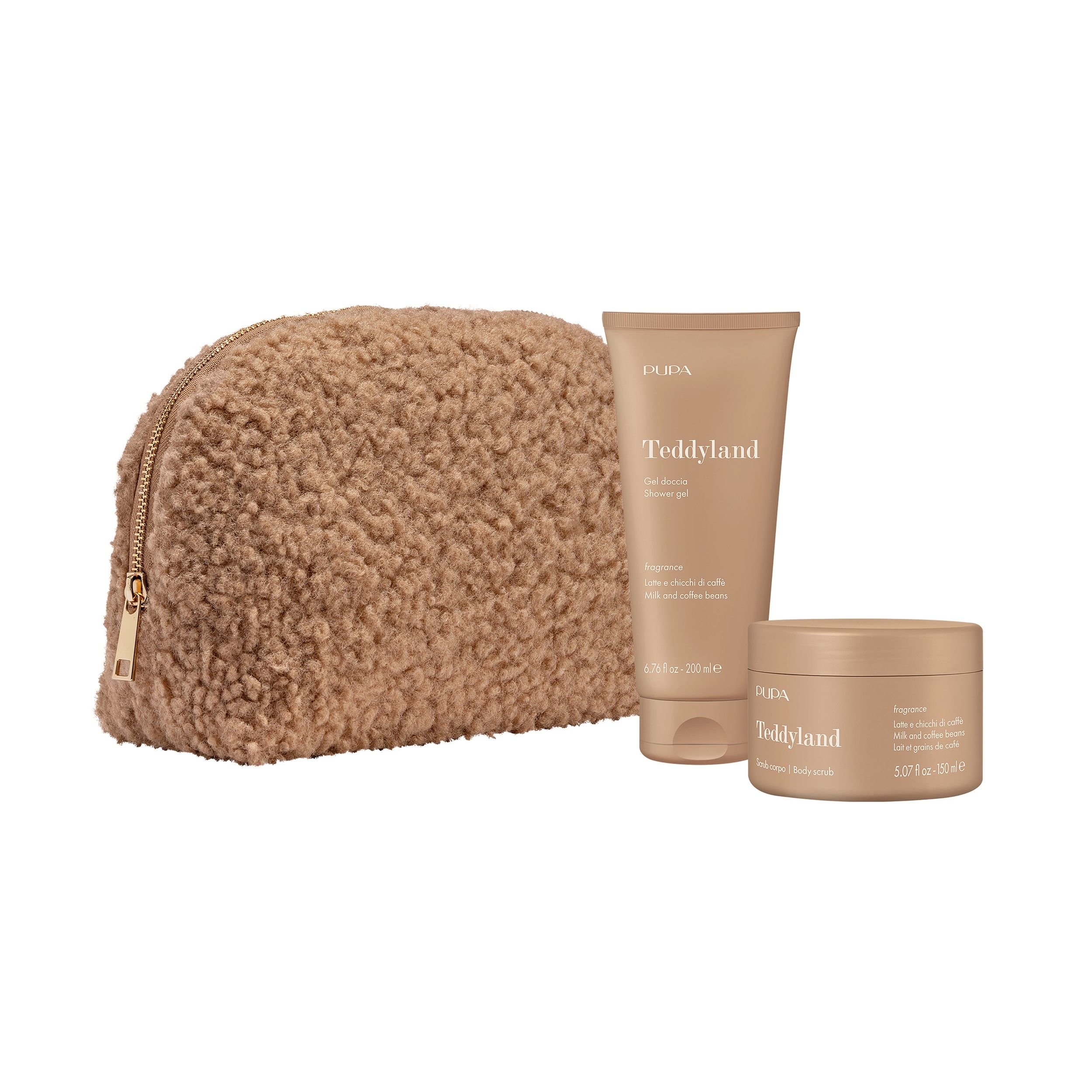 Set Pupa Teddyland avec trousse de toilette ours en peluche, lait corporel et crème.