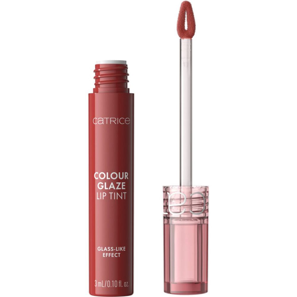 Lip tint tube met applicator. Opschrift: Catrice, Colour Glaze Lip Tint, Glass-Like Effect.