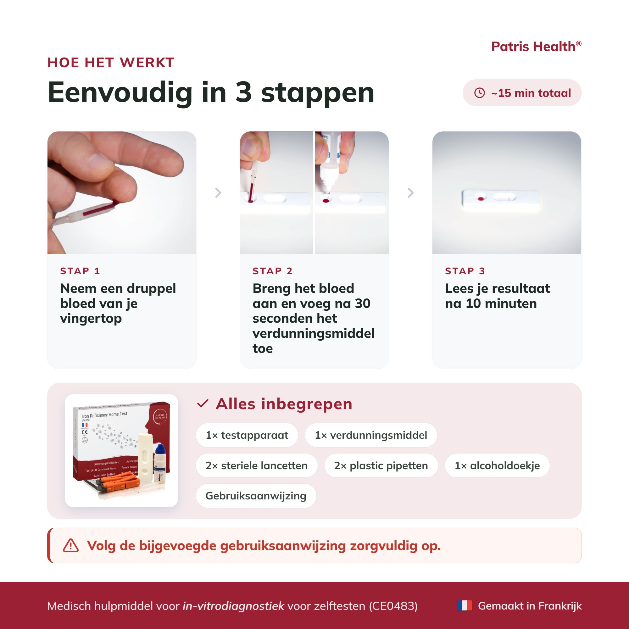 Waarom is de ijzertekort zelftest handig? Meet ferritine, resultaat in 10 minuten.