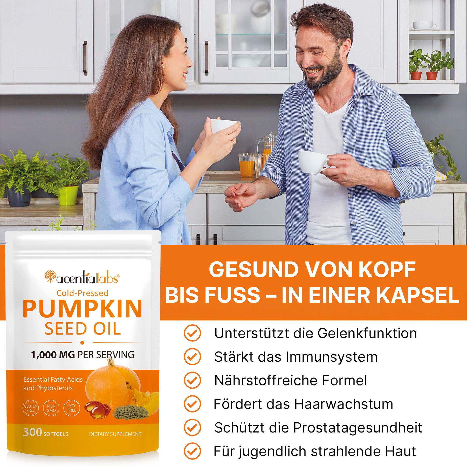 Acentiallabs Capsules huile de pépins de courge et palmier